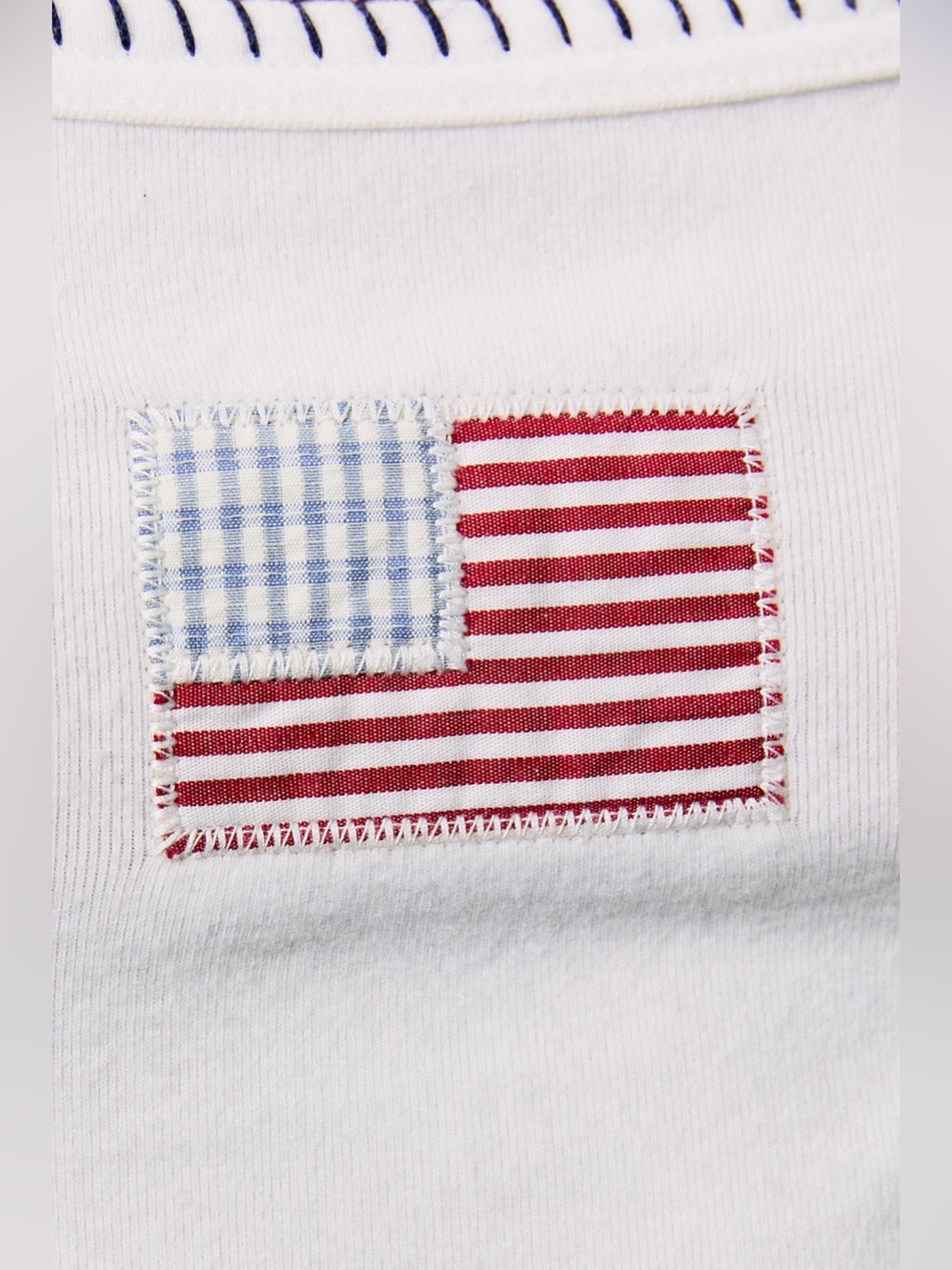 American Flag Patchwork Cropped Tank Top  with Contrast Trim - Le Lis - Picture 3 of 4